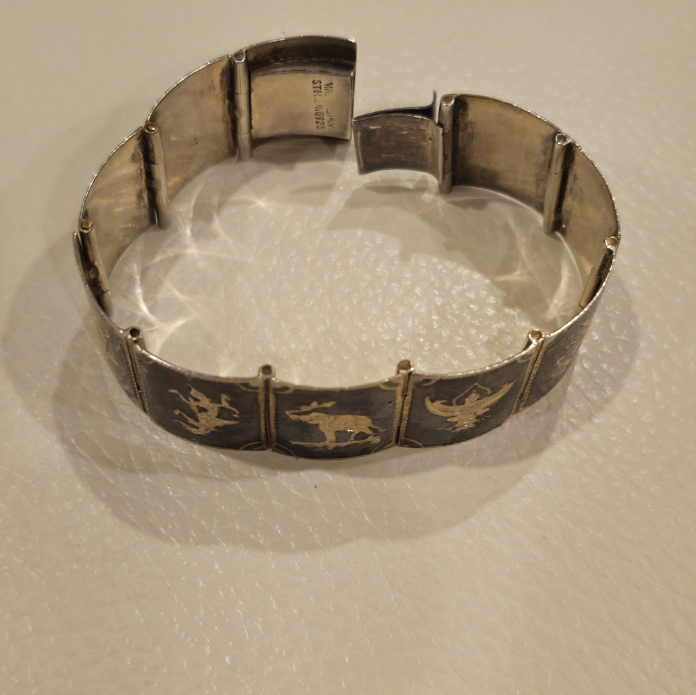 Vintage Sterling Silver Siam Bracelet - Picture 6 of 10